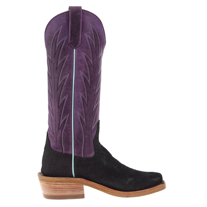 Rios Of Mercedes Women`s Ride Ready Black Wyoming Reverse 15In Violet Buffamonte Top Cowgirl Boot