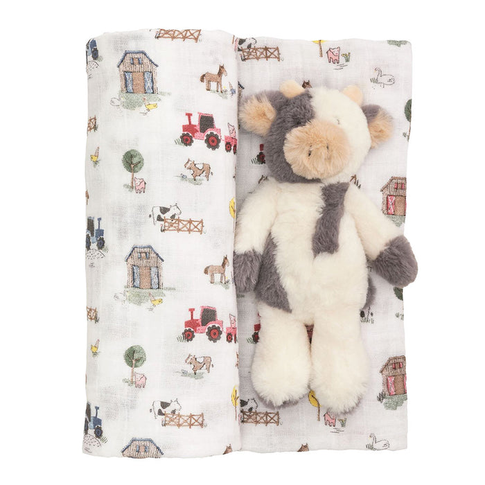 Mud Pie Farm Swaddle/Rattle Set