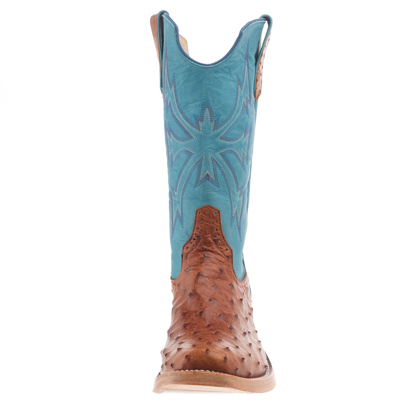 Rios Of Mercedes Men's Ride Ready Cognac Rustic Full Quill Ostrich 13in Aqua Buffamonte Top