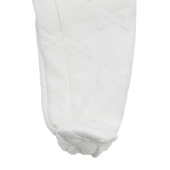 Mud Pie Girl's White Bow Quilted Sleeper