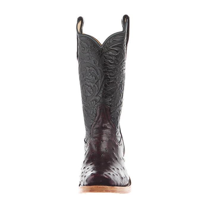 Rios Of Mercedes Women`s Ride Ready Black Cherry Full Quill Ostrich Vamp 12In Black Embossed Top Boot