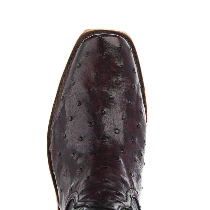 Rios Of Mercedes Women`s Ride Ready Black Cherry Full Quill Ostrich Vamp 12In Black Embossed Top Boot