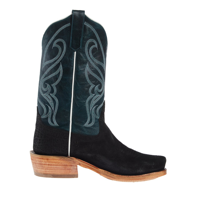 Rios Of Mercedes Men`s Ride Ready Black Goat Vamp 13in Teal Goat Top