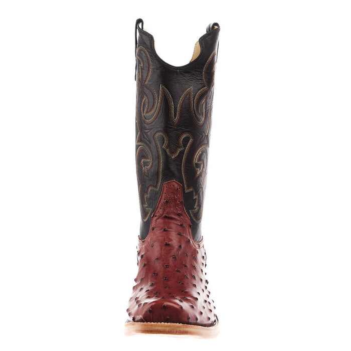Rios Of Mercedes Men`s Ride Ready Almond Full Quill Ostrich Vamp 13in Black Calf Top