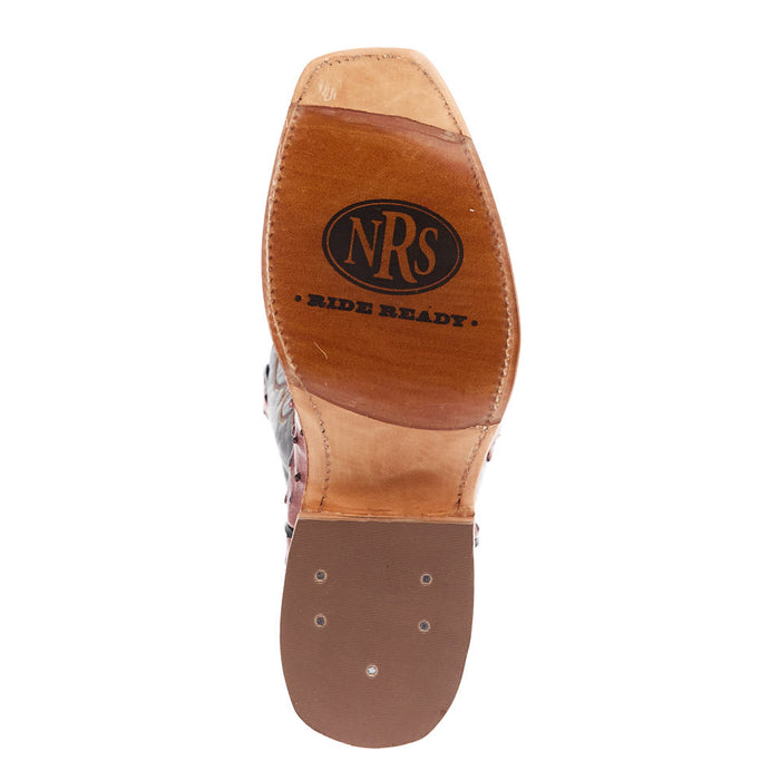 Rios Of Mercedes Men`s Ride Ready Almond Full Quill Ostrich Vamp 13in Black Calf Top