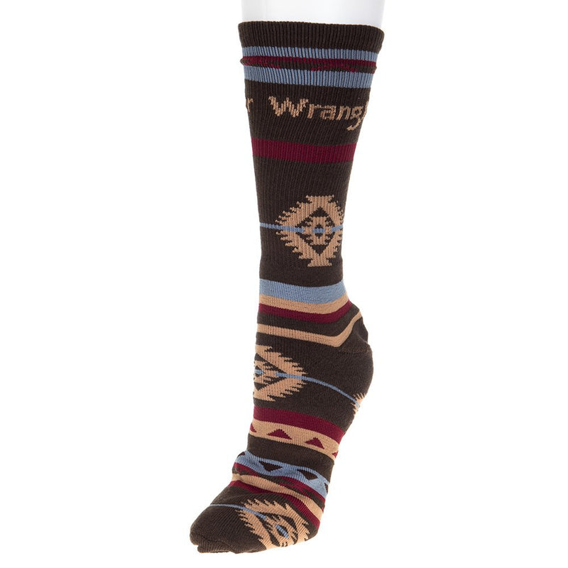 Men's Brown Multi Aztec Wrangler Out West Boot Sock