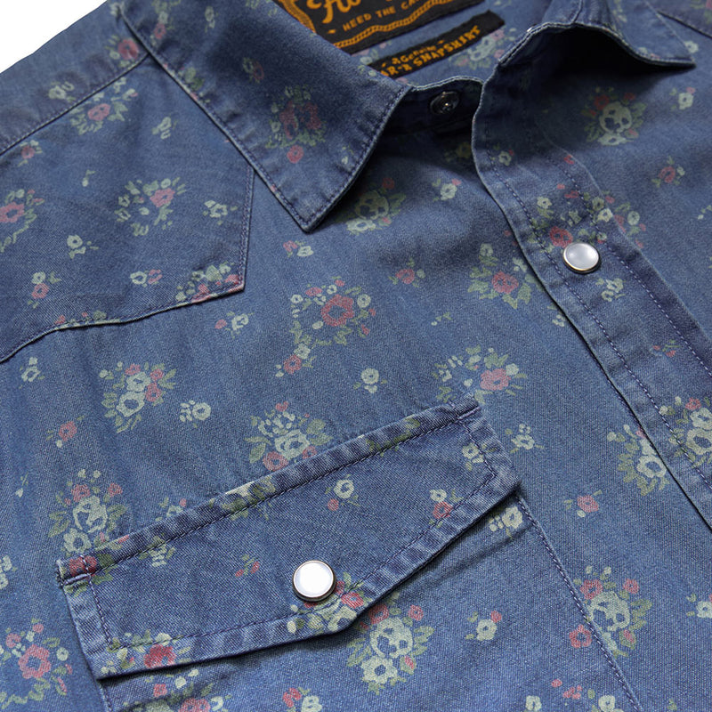 Howler Brothers Men's H Bar B Bouquets Washed Indigo Shirt
