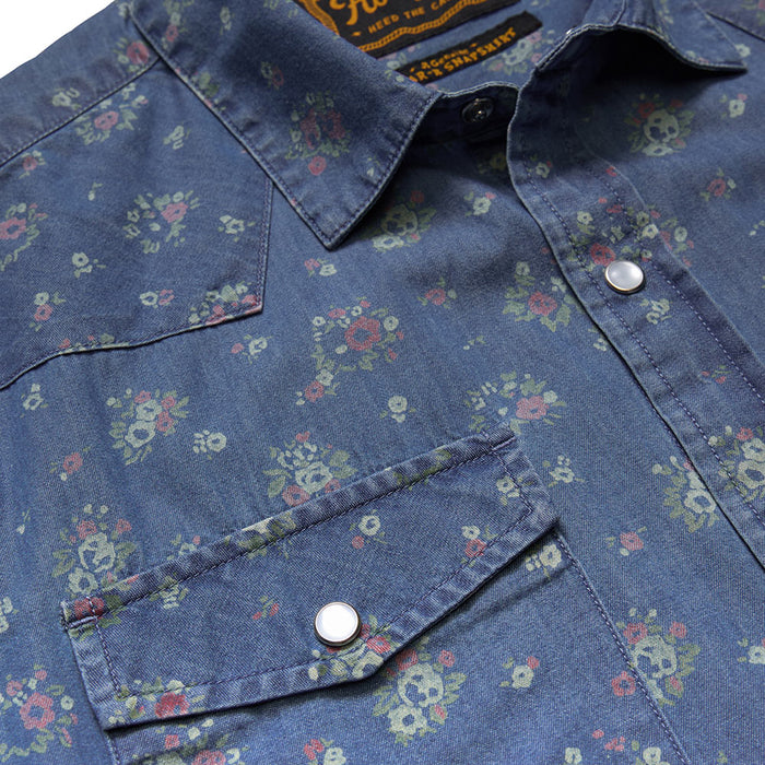 Howler Brothers Men's H Bar B Bouquets Washed Indigo Shirt