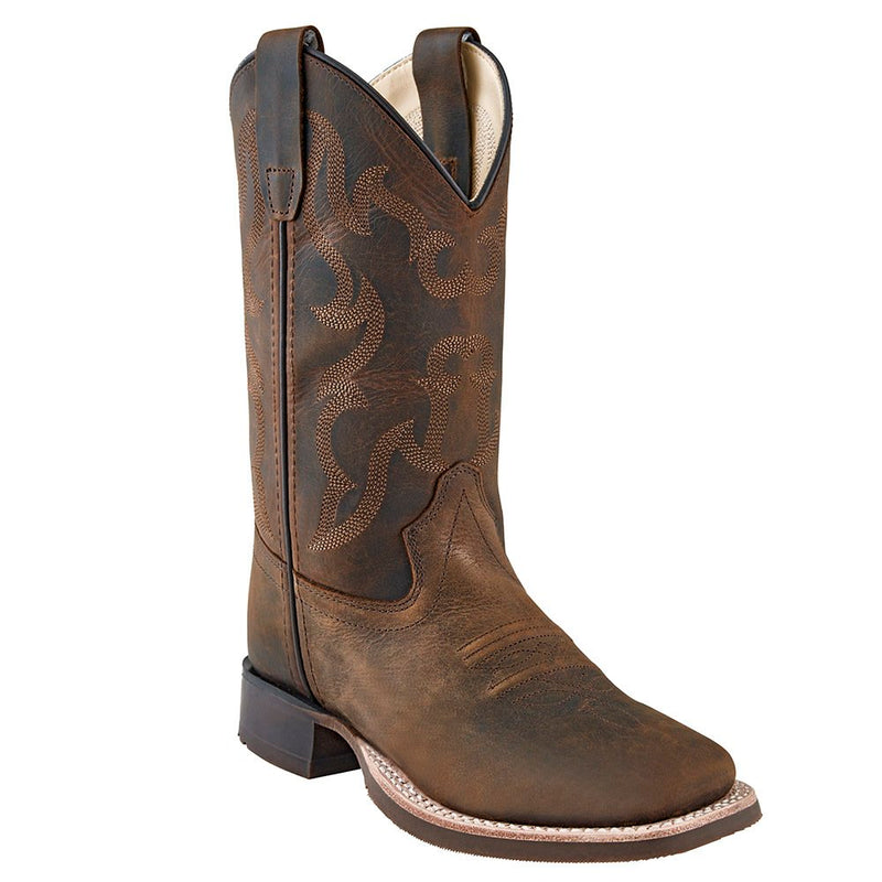 Children's Distressed Brown Square Toe Cowboy Boot