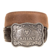 Boy's Floral Tooled Brown Belt