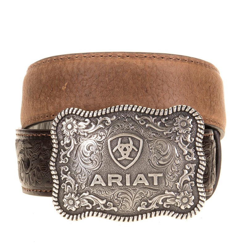 Boy's Floral Tooled Brown Belt