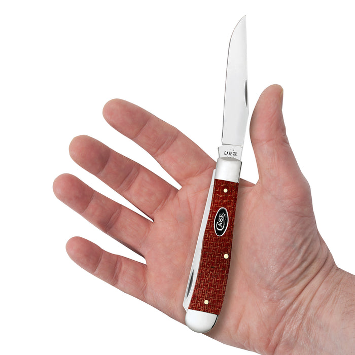 Case Knives Smooth Dark Red Burlap Micarta CS Trapper Knife