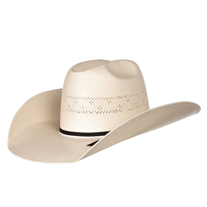 20 Star Premium Shantung Fancy Weave Open Crown 4-1/4" Straw Cowboy Hat