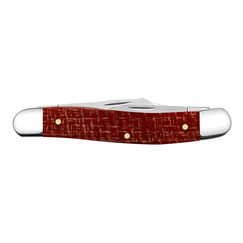 Case Knives Smooth Dark Red Burlap Micarta CS Medium Stockman Knife
