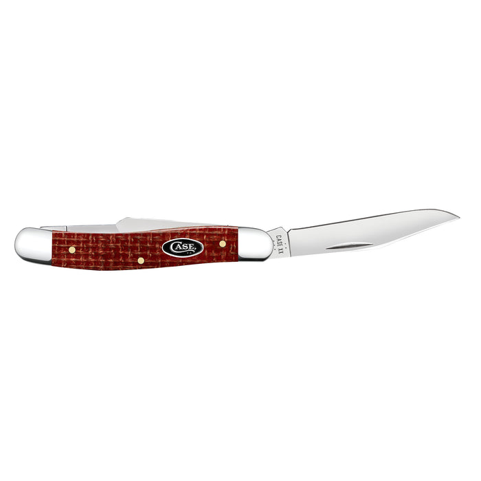 Case Knives Smooth Dark Red Burlap Micarta CS Medium Stockman Knife
