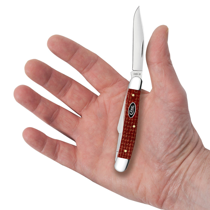 Case Knives Smooth Dark Red Burlap Micarta CS Medium Stockman Knife