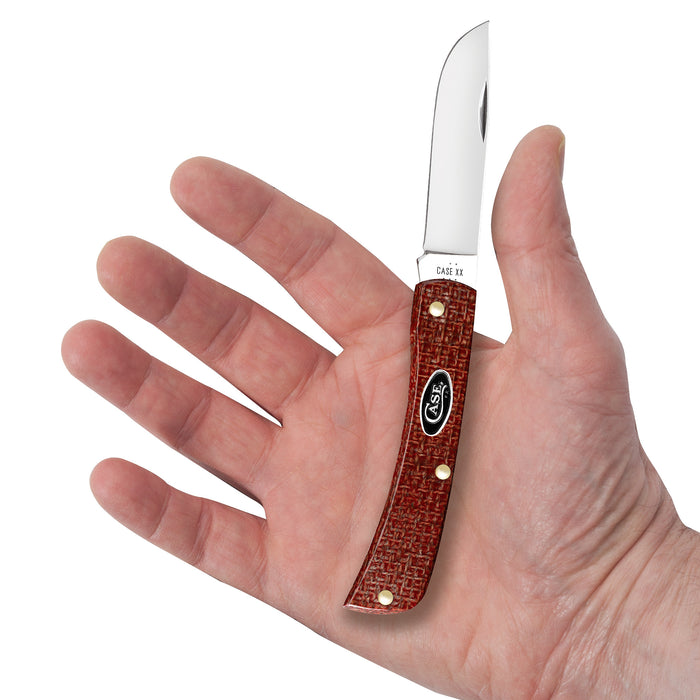 Case Knives Smooth Dark Red Burlap Micarta CS Sod Buster Jr.