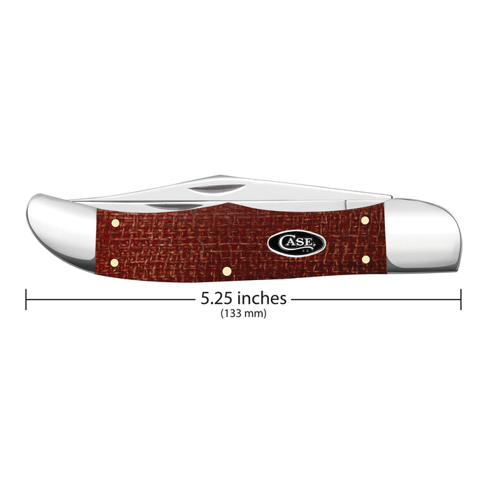 Case Knives Smooth Dark Red Burlap Micarta CS Folding Hunter with Sheath Knife
