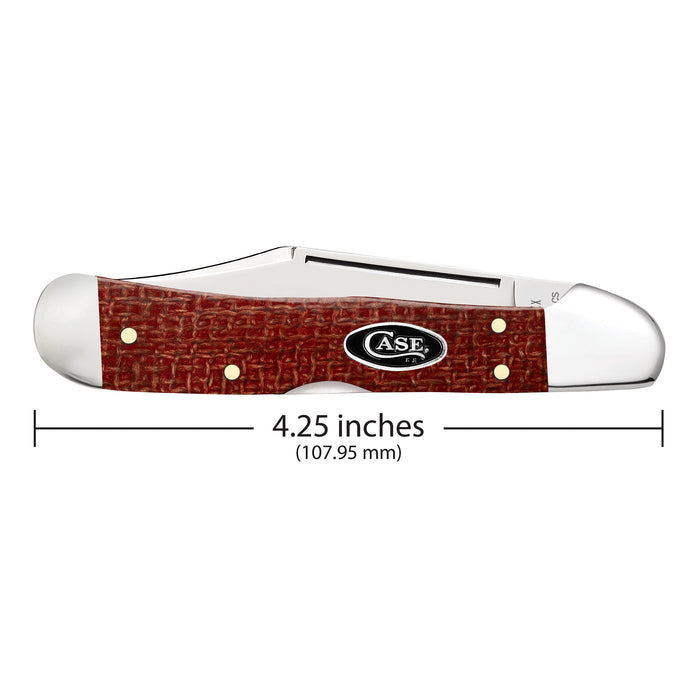 Case Knives Smooth Dark Red Burlap Micarta CS CopperLock Knife