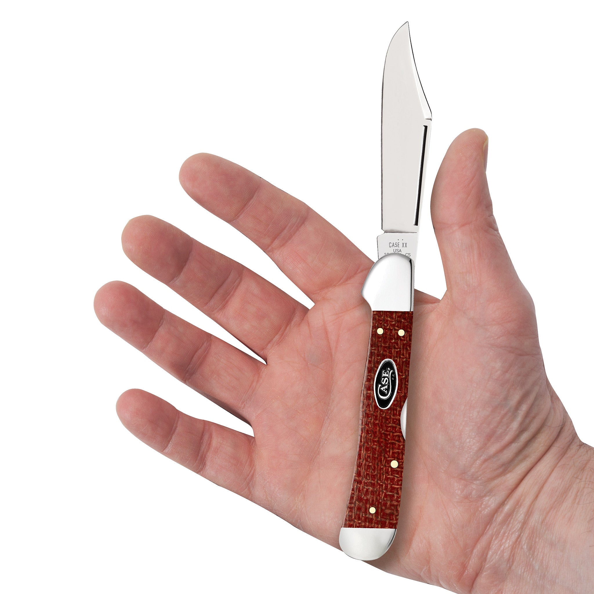 Case Knives Smooth Dark Red Burlap Micarta CS CopperLock Knife — NRS