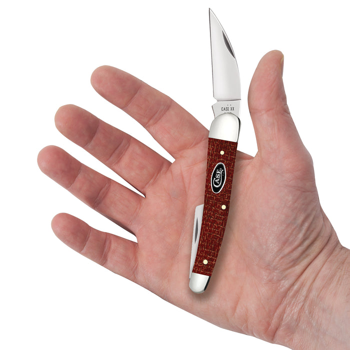 Case Knives Smooth Dark Red Burlap Micarta CS Seahorse Whittler Knife