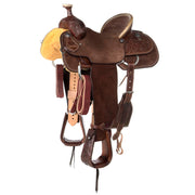 Chocolate 1/4 Breed Wyoming Flower Team Roping Saddle