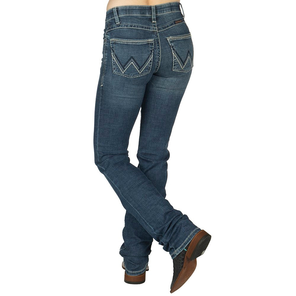 Wrangler Jeans da donna a vita media Willow Diane Ultimate Riding Straight Jeans lavaggio chiaro, Blu, 28W / 32L Wrangler Jeans da donna a vita media Willow Diane Ultimate Riding Straight Jeans lavaggio chiaro, Blu, 28W / 32L