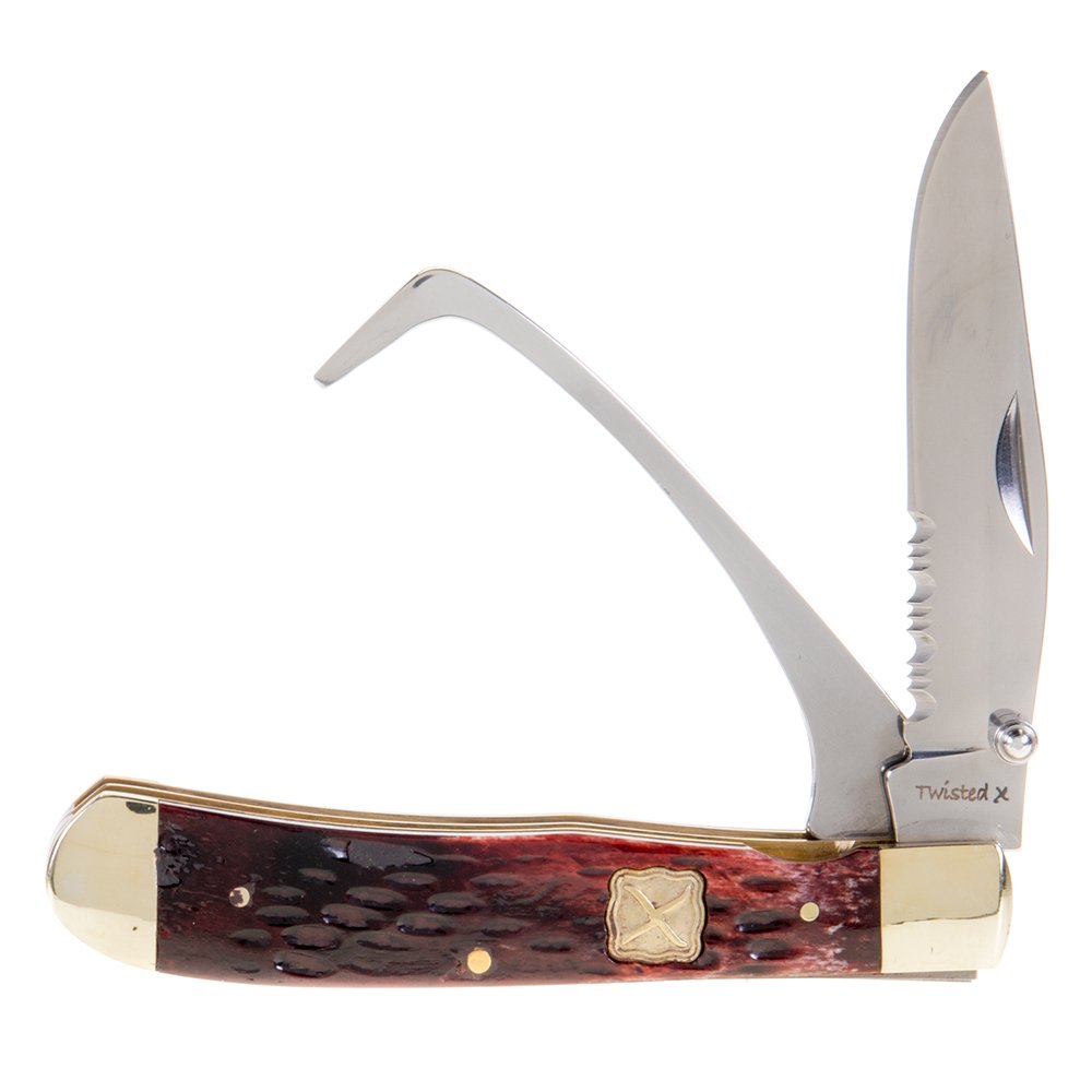 Western Fashion Twisted X Dark Bone Farrier Knife w/Clip — NRS