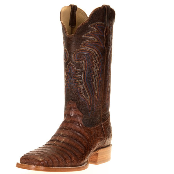 R Watson Boots Men's Antique Cognac Caiman Belly 13in. Cognac Goat Top