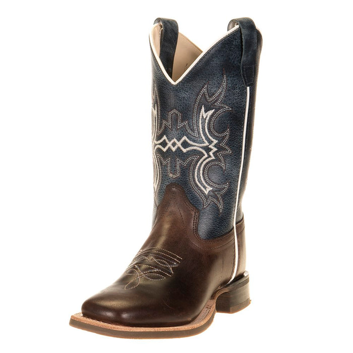 Youth Wipe Out Blue Shaft Brown Foot Cowboy Boots