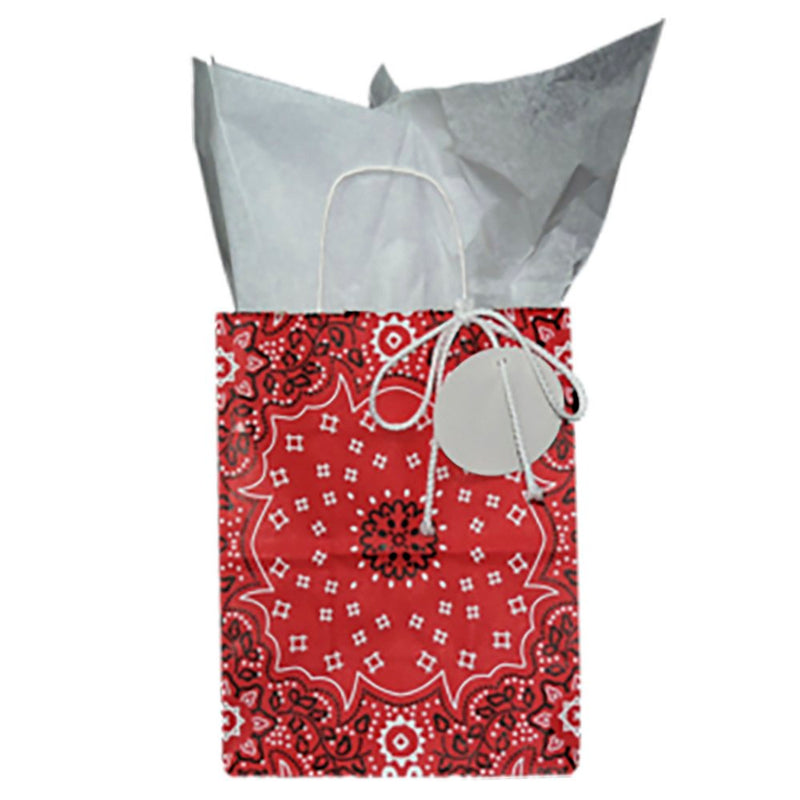 The Sample House Red Bandana Gift Bag with White Tissue Paper