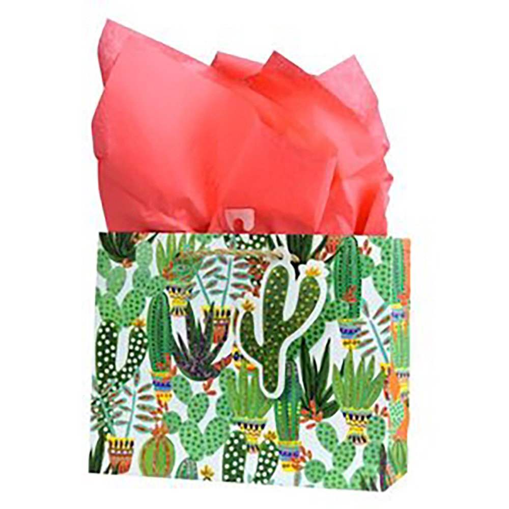 The Sample House Cactus Gift Bag with Coral Tissue Paper