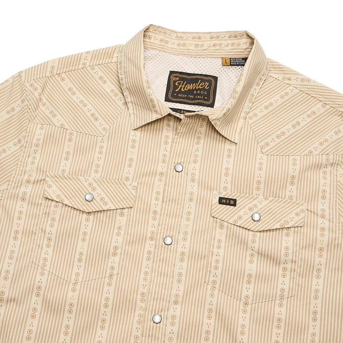 Howler Brothers Men's Tech Long Sleeve Mosquero Stripe Brown Shirt