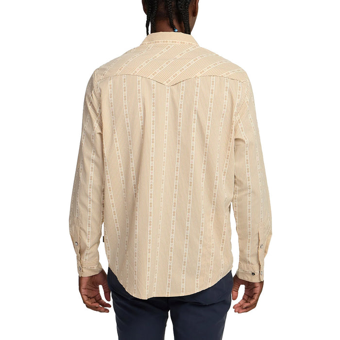 Howler Brothers Men's Tech Long Sleeve Mosquero Stripe Brown Shirt