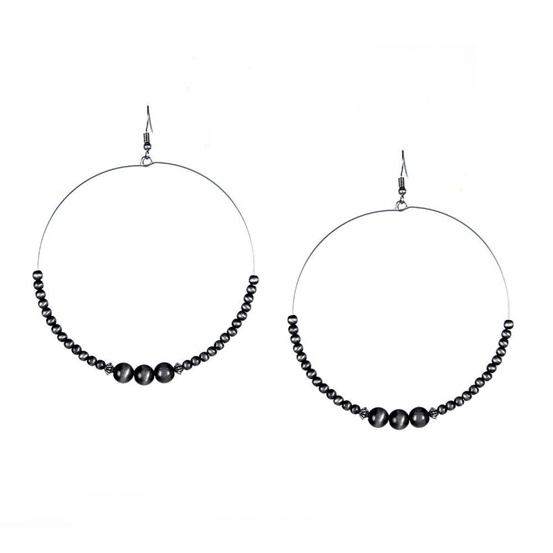 & Faux Navajo Pearl Wire Beaded Hoop Earrings