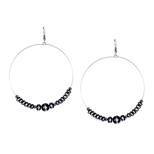 Rondell Beaded Wire Dangle Hoop Earrings