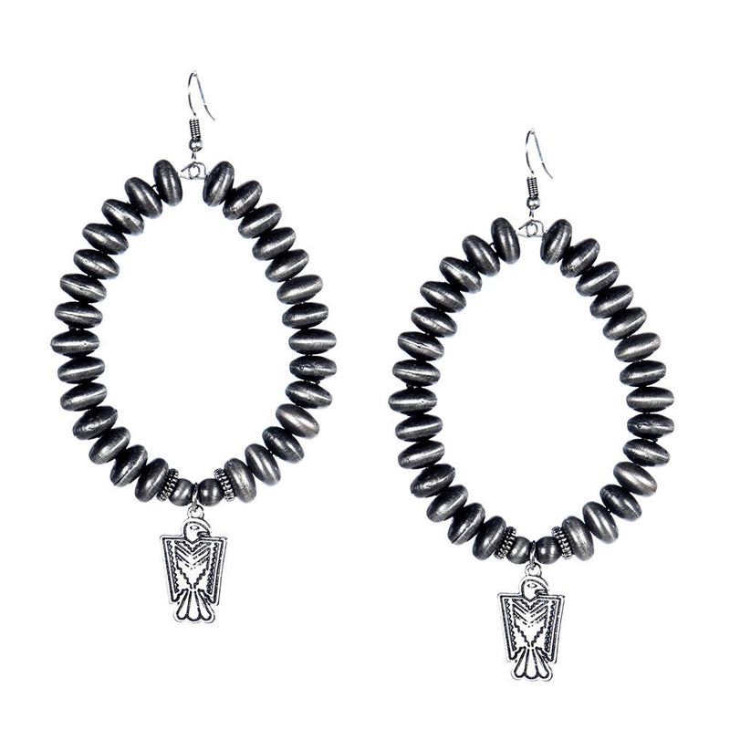 J Faux Navajo Pearl Teardrop Earrings with Thunderbird
