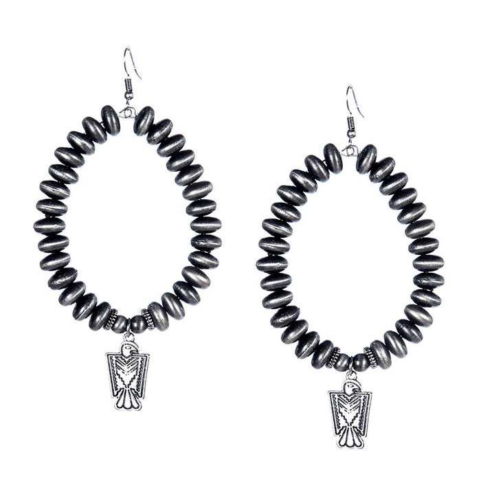 J Faux Navajo Pearl Teardrop Earrings with Thunderbird