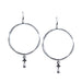 & Large Silver Hammered Hoop Earrings with Blossom Charm