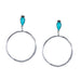 & Large Burnished Silver Hammered Hoop Earrings with Turquoise