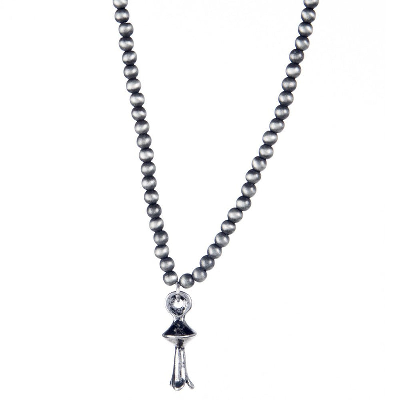 Dainty Faux Navajo Pearl Necklace with Blossom Charm