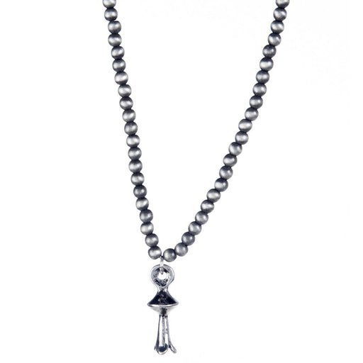 Dainty Faux Navajo Pearl Necklace with Blossom Charm