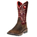 Mens Brown Buffalo 12in Cherry Red Top Square Soft Toe Work Boots