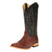 Men's Cognac Full Quill Ostrich 13in Green Top Square Toe Boots