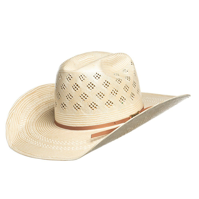 Co Fancy Vent with Two Tone Ivory and Tan 4 1/4" Brim Straw Cowboy Hat