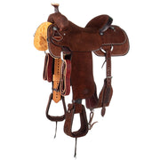 Chocolate Roughout Team Roping Saddle