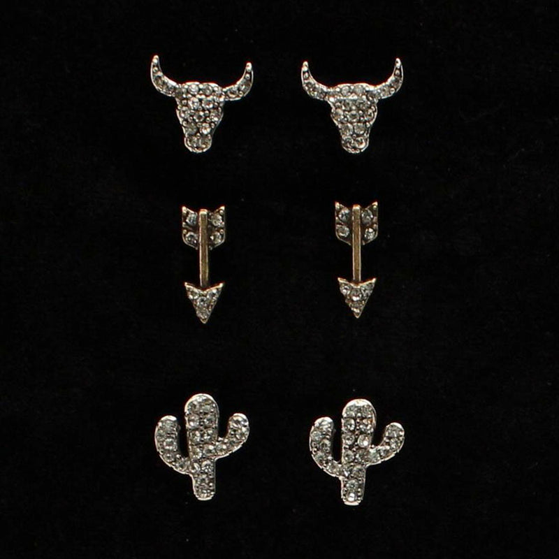 Womens 3 Piece Arrow/Cactus Earring Set