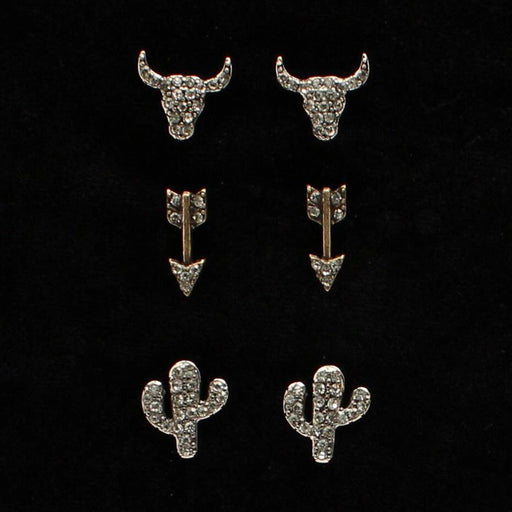 Womens 3 Piece Arrow/Cactus Earring Set