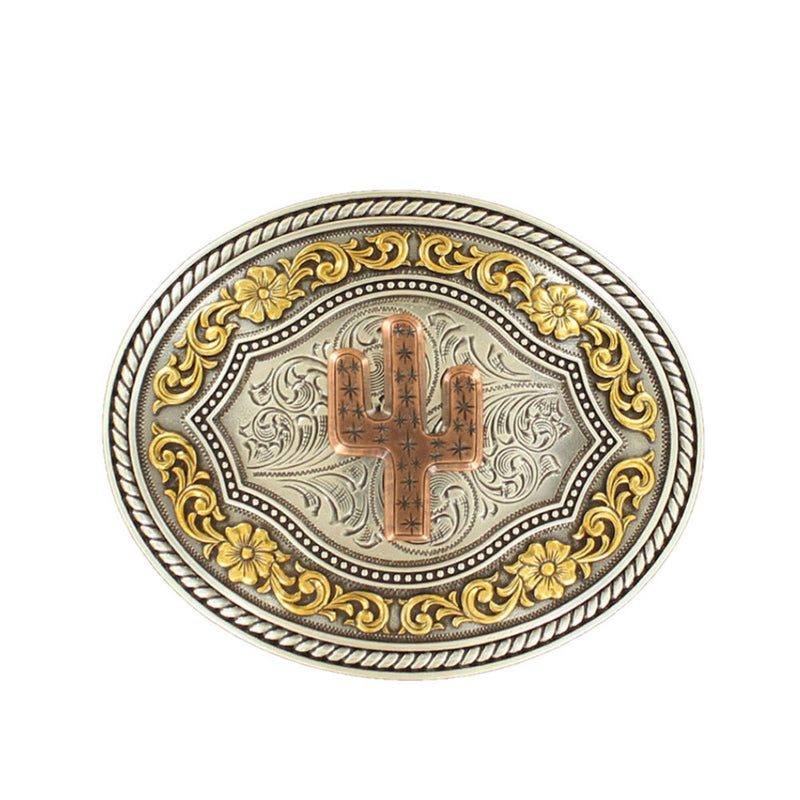 Nocona Belt Buckle with Copper Cactus