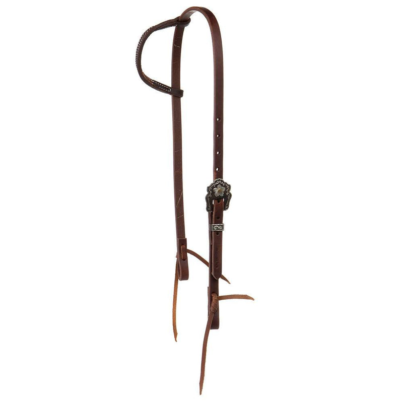 5/8 Inch Antique Flower and Scroll Buckle Single Ear Headstall